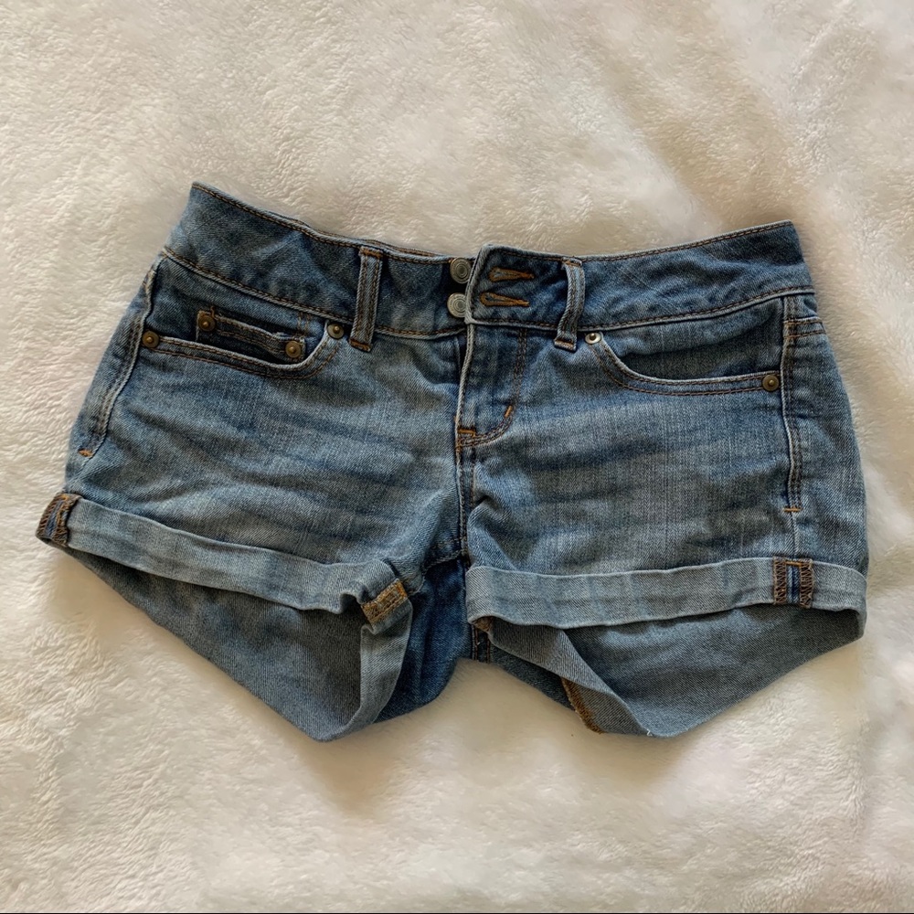 low rise denim shorts